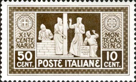 Francobollo Fondazione dell'Abbazia di Montecassino -  1929