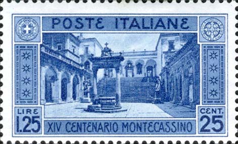 Francobollo Chiostro dell'Abbazia di Montecassino -  1929