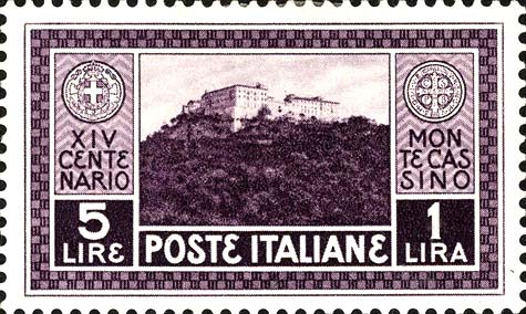 Francobollo Veduta dell'Abbazia di Montecassino -  1929