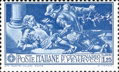 Francobollo Maramaldo Uccide Ferrucci -  1930
