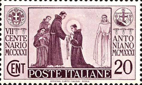 Francobollo Sant'Antonio Entra nell'Ordine Francescano -  1931
