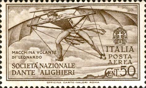 Francobollo Macchina Volante Disegnata da Leonardo da Vinci -  1932
