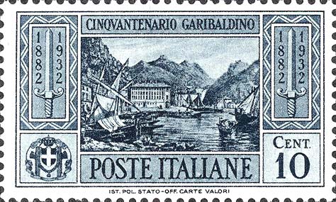 Francobollo Casa Natale di Garibaldi, a Nizza -  1932