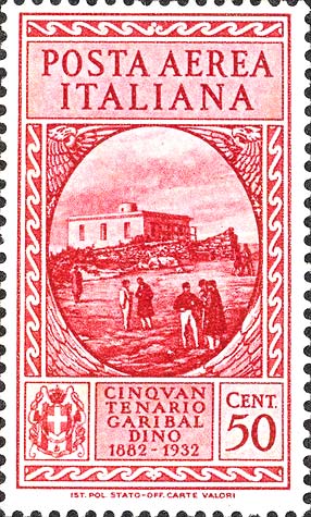 Francobollo Casa di Garibaldi, a Caprera -  1932