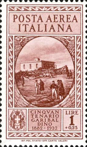 Francobollo Casa di Garibaldi, a Caprera -  1932
