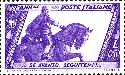 Francobollo Mussolini Condottiero -  1932