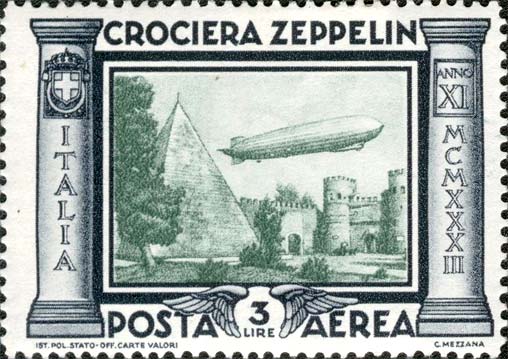 Francobollo Porta San Paolo e Piramide di Caio Cestio -  1933