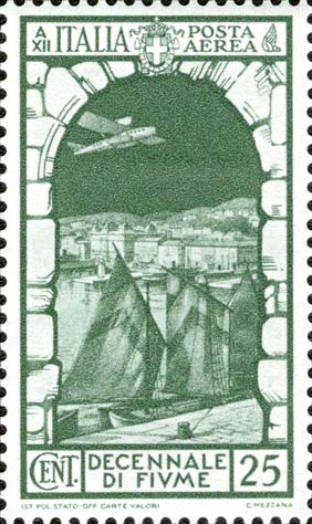 Francobollo Porto di Fiume -  1934