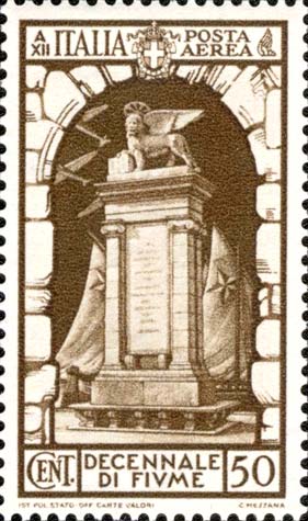 Francobollo Monumento ai Caduti Fiumani, a Fiume -  1934