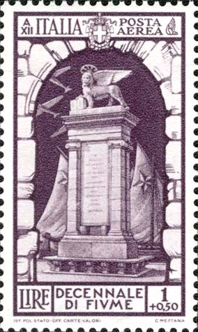 Francobollo Monumento ai Caduti Fiumani, a Fiume -  1934