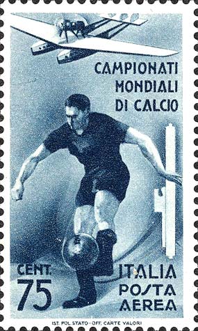 Francobollo Giocatore ed Idrovolante -  1934