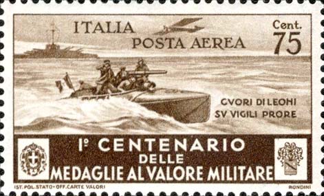 Francobollo Mas, "Cuori di Leoni su Vigili Prore" -  1934