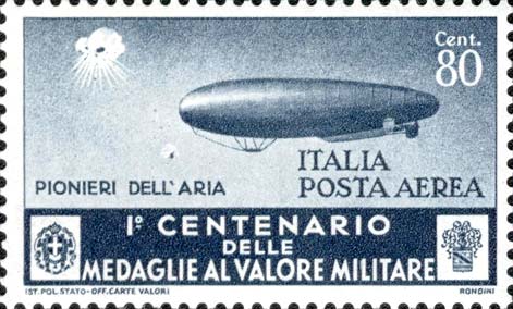Francobollo Dirigibilisti, "Pionieri dell'Aria" -  1934