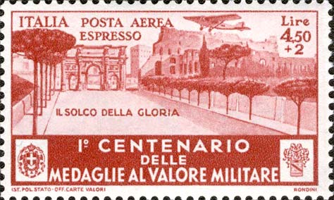 Francobollo Arco di Costantino, "il Solco della Gloria" -  1934