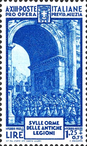 Francobollo Sfilata della M.V.S.N. Sotto l'Arco di Costantino -  1935