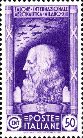 Francobollo Ritratto di Leonardo da Vinci -  1935