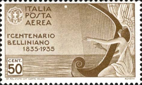 Francobollo Angelo che Suona l'Arpa -  1935