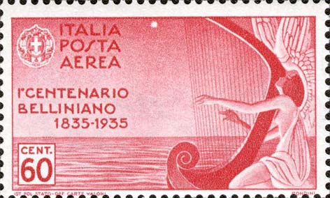 Francobollo Angelo che Suona l'Arpa -  1935
