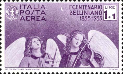 Francobollo Angeli Musicanti -  1935