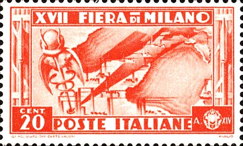 Francobollo Simbolo del Commercio e Carta d'Italia -  1936