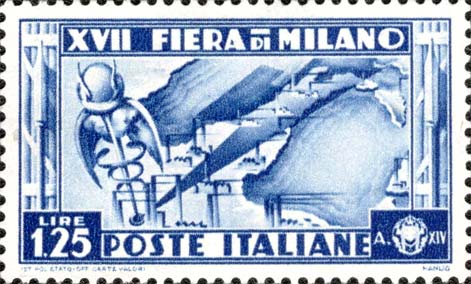 Francobollo Simbolo del Commercio e Carta d'Italia -  1936
