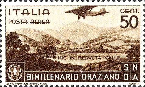 Francobollo Aereo in Volo sulla Valle dell'Aniene -  1936
