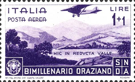 Francobollo Aereo in Volo sulla Valle dell'Aniene -  1936