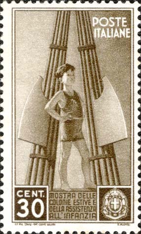 Francobollo Bambino tra Fasci -  1937