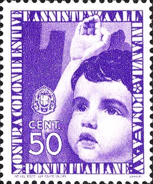 Francobollo Bambino con Braccio Alzato -  1937