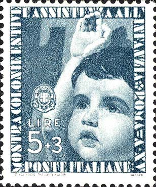 Francobollo Bambino con Braccio Alzato -  1937