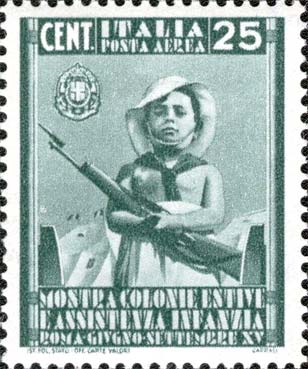 Francobollo Bambino con Fucile in Mano -  1937