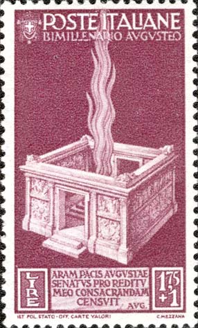 Francobollo Costruzione dell'Ara Pacis -  1937