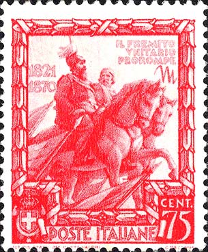 Francobollo Vittorio Emanuele II e Garibaldi -  1938