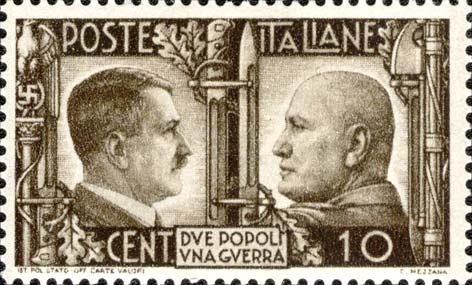 Francobollo Ritratti di Mussolini e Hitler -  1941