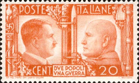 Francobollo Ritratti di Mussolini e Hitler -  1941