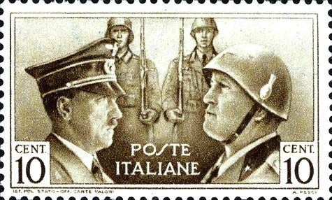 Francobollo Ritratti di Mussolini e Hitler -  1941