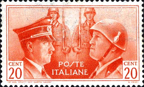 Francobollo Ritratti di Mussolini e Hitler -  1941