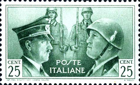 Francobollo Ritratti di Mussolini e Hitler -  1941