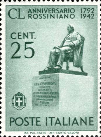 Francobollo Monumento a Rossini -  1942