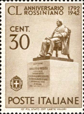 Francobollo Monumento a Rossini -  1942