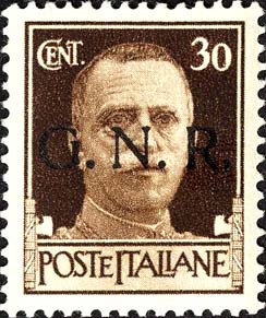 Francobollo Effigie di Vittorio Emanuele III di Fronte -  1943