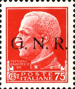 Francobollo Effigie di Vittorio Emanuele III Volta a Sinistra -  1943