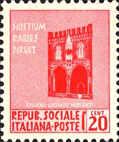 Francobollo Loggia dei Mercanti, a Bologna -  1944