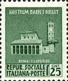 Francobollo Basilica di San Lorenzo, a Roma -  1944