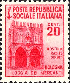 Francobollo Loggia dei Mercanti, a Bologna -  1944