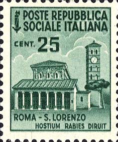Francobollo Basilica di San Lorenzo, a Roma -  1944