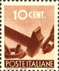 Francobollo Martello che Spezza una Catena -  1945