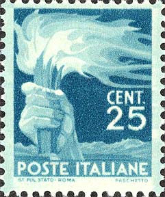 Francobollo Mano che Impugna una Fiaccola -  1946