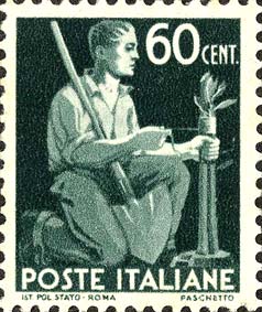 Francobollo Contadino che Innesta un Alberello -  1945