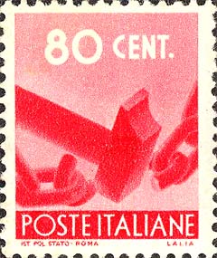 Francobollo Martello che Spezza una Catena -  1945